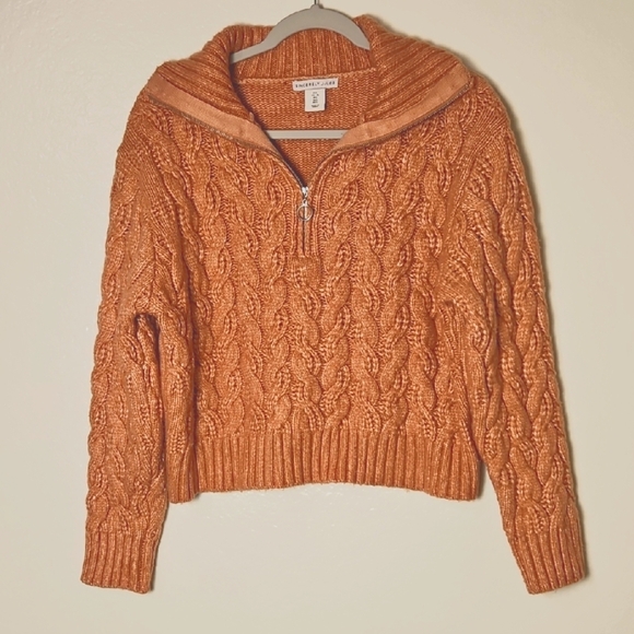 Cable Knit Rust/Burn Orange Sweater - Picture 1 of 5